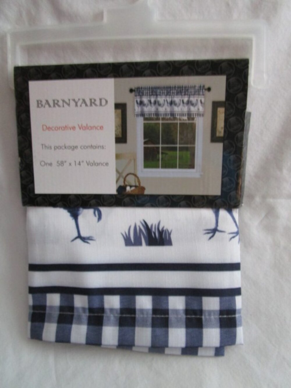 Barnyard Decorative Valance 58" x 14" Blue With Chickens
